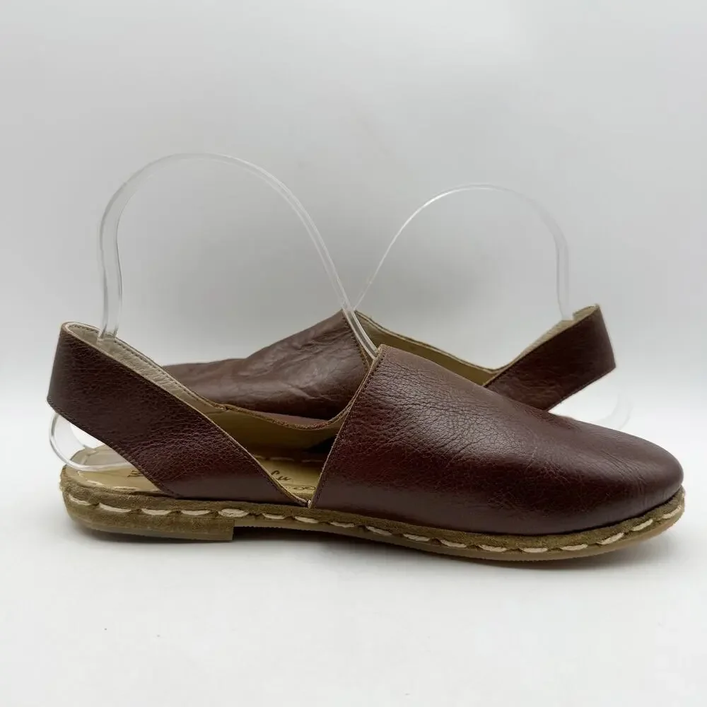 Nida Lu Womens Mule Sandals EU 39 US 8.5 Brown Leather EUC